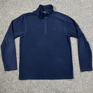 North Face Sweater Mens M Blue Fleece Quarter Zip Sweatshirt Lightweight
